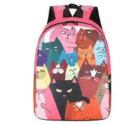1 piece novelty oil paintting pattern cute creative monalisa mona lisa cat backpack large cool travel schoolbag