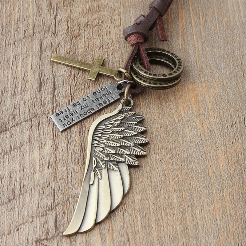 Оригинальные старинные Ожерелье крылья личности сплава украшения цепь футболка