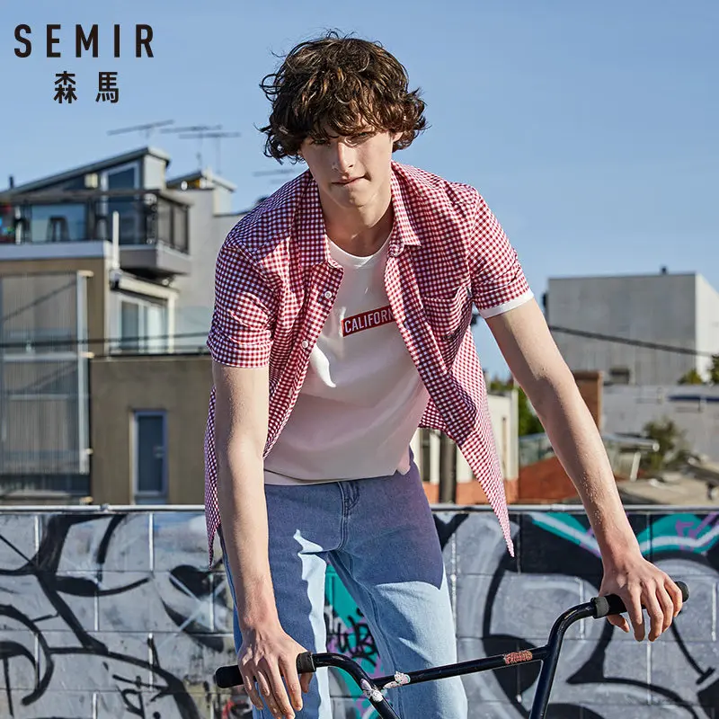 SEMIR 2020 летняя новая мужская рубашка с коротким рукавом Корейская хлопковая в
