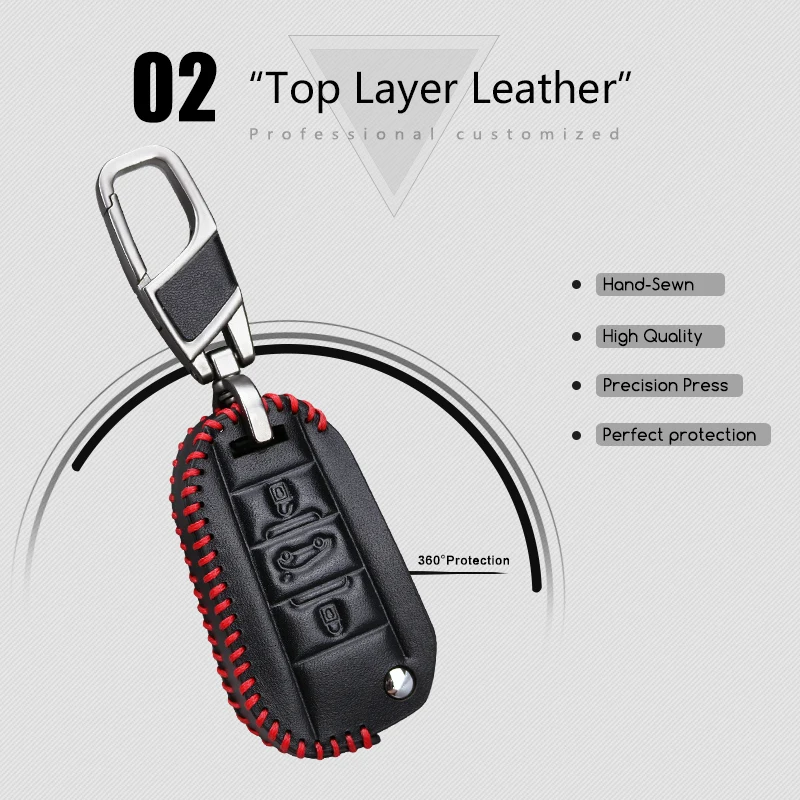 Кожаный чехол для автомобильного ключа Citroen C4 C5 C3 Xsara Picasso C8 C4L Peugeot 206 407 207 308 508 406 2008