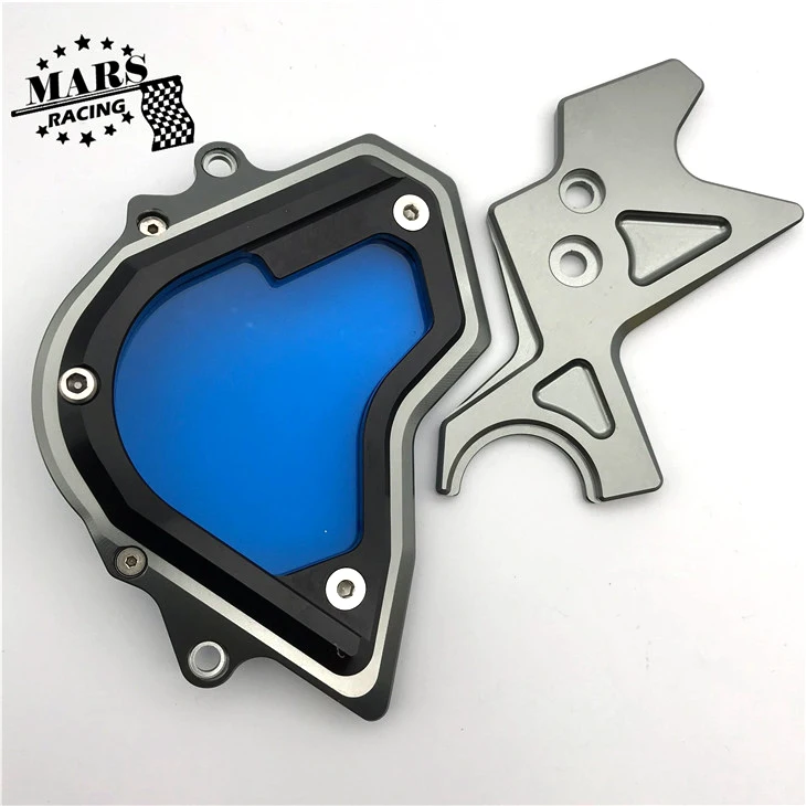 Серебристый Мотоцикл CNC алюминиевая передняя Звездочка цепи защитная крышка левая сторона двигателя подходит для Kawasaki Ninja 400 NINJA400 18-19 - Цвет: Серебристый