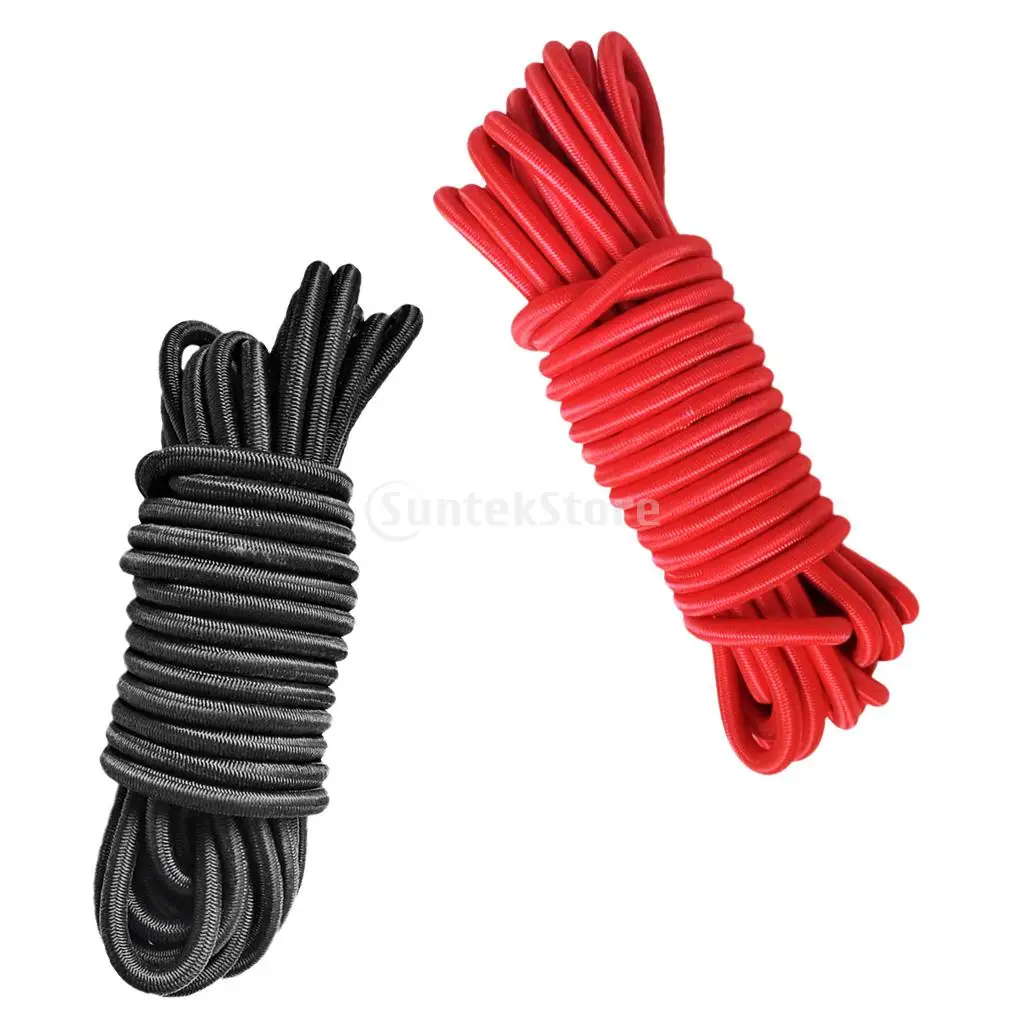 

2 Pieces 4mm x 5 Meter Strong Elastic Bungee Rope Shock Cord Tie Down for Outdoor Camping Kayak Boat Trailer