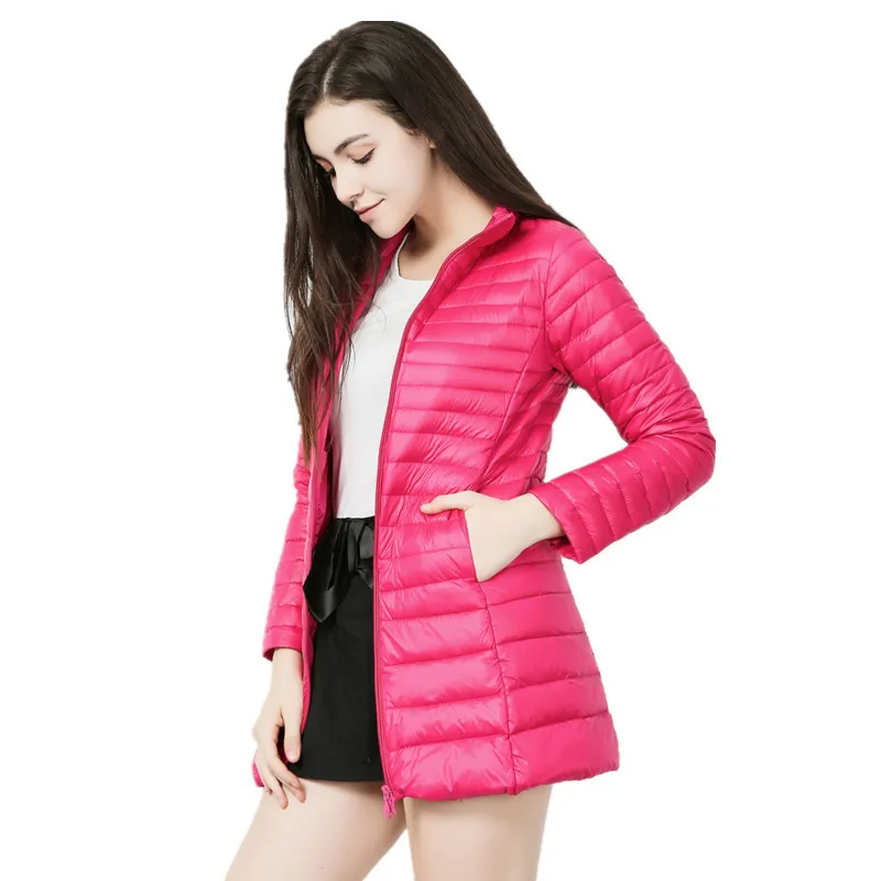 Уличная Длинная женская куртка на утином пуху тонкая парка Женское пальто