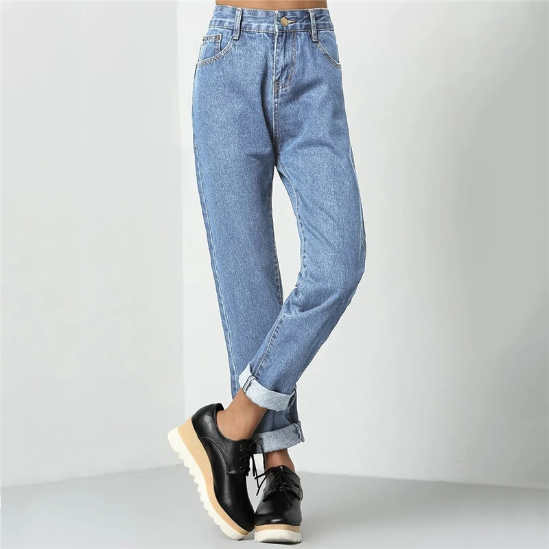 SweatyRocks, закатанные джинсы для мам, уличная одежда, женские повседневные свободные однотонные штаны и брюки, весенние джинсы на молнии