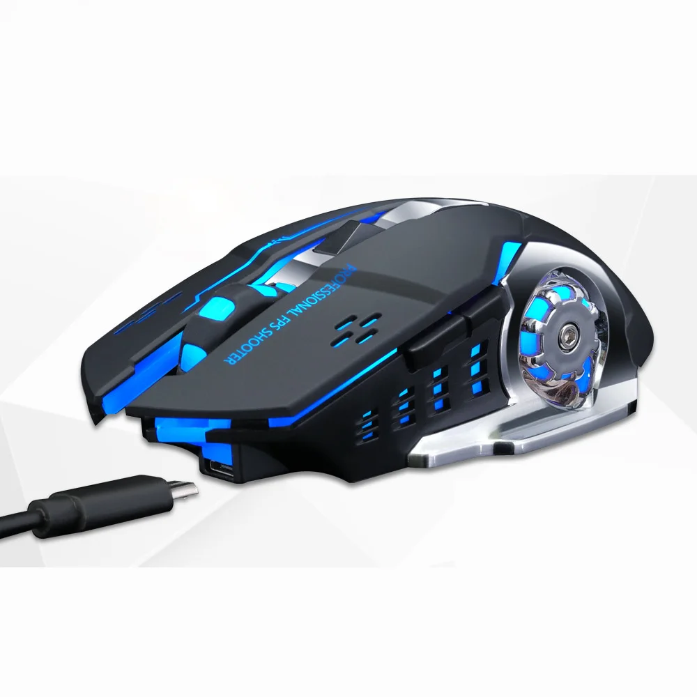 Gearwheel Беспроводная подзарядка подсветка светящаяся Игровая USB мышь 2 4 GHz 2400