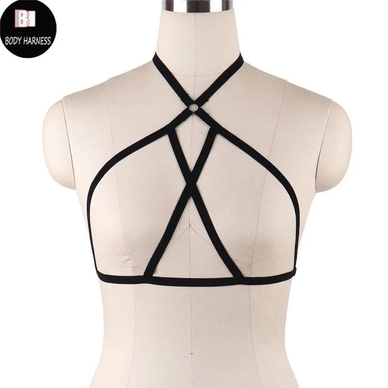 Бюстгальтер женский черный фетиш готика Харадзюку | Женская одежда