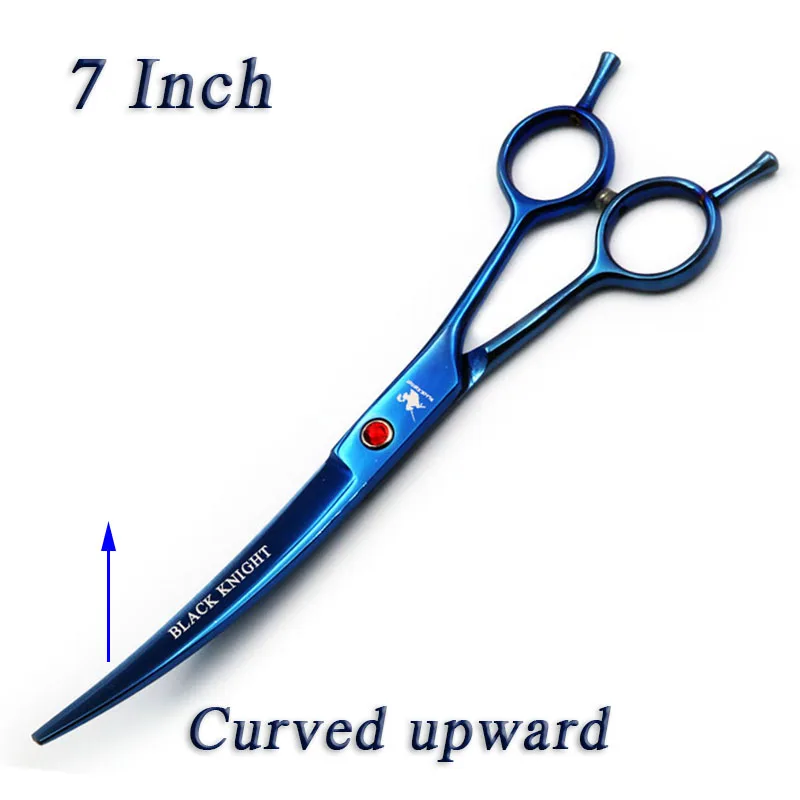 

7 Inch Hairdressing Scissors Professional Pet Grooming Scissors Barber Hair Curved Upward Cutting Shears For dogs Blue Style