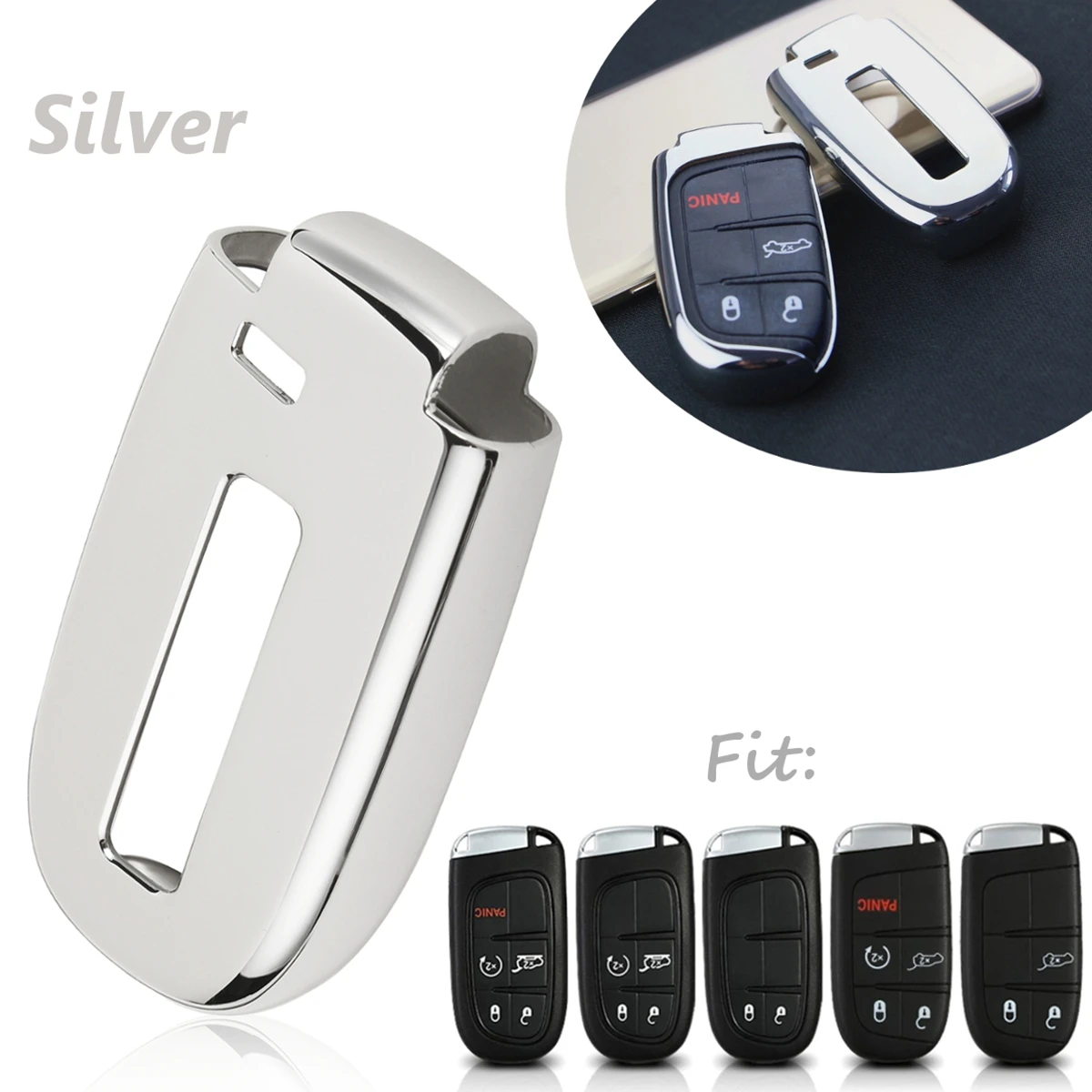 Silver ТПУ дистанционный смарт-чехол для ключей, чехол для Dodge Journey charger для Jeep Renegade Grand Cherokee для Chrysler 200 300 - Название цвета: Silver