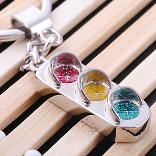 Необычный 3D серебристый светофор с подвеской брелок кольцом для ключей