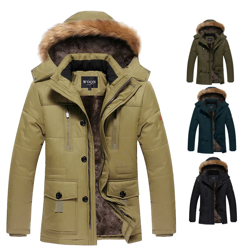 Толстая мужская куртка 2018 Модный зимний Тренч Мужская парка флисовая с капюшоном