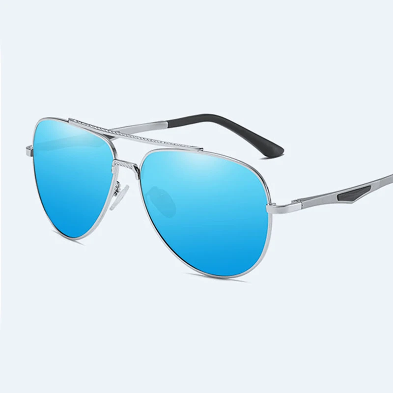 Silver Blue Брендовые дизайнерские мужские классические пилотные солнцезащитные очки-авиаторы с рамкой HD зеркальные поляризованные солнцезащитные очки для мужчин мужские вождения UV400 защита - Цвет линз: Silver Blue