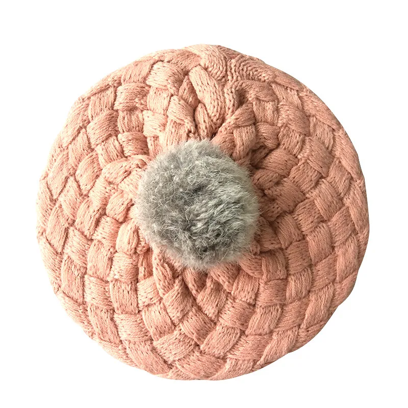 Зимняя шапка для девочек вязаная с помпоном детей шапки вязаные детские шляпы |