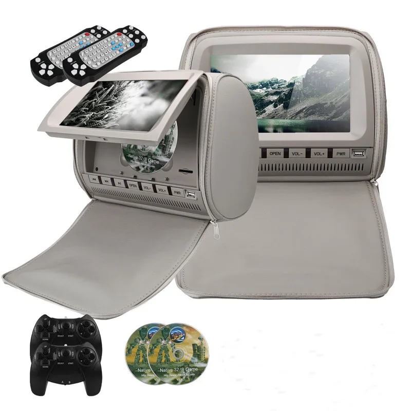 Grey No Headphone Cemicen 2 шт. 9 дюймов автокресло Экран DVD видео плеер 800x480 защитным чехлом на молнии на тонкопленочных транзисторах на тонкоплёночных транзисторах ЖК-дисплей Экран Поддержка MP5 ИК/FM/USB/SD/Динамик/игры - Цвет: Grey No Headphone
