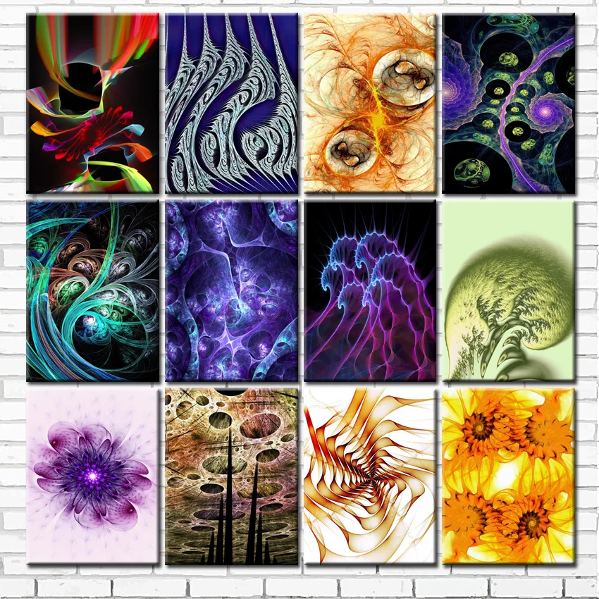 Абстрактная красочная цифровая печать на холсте с цветами Масляные картины