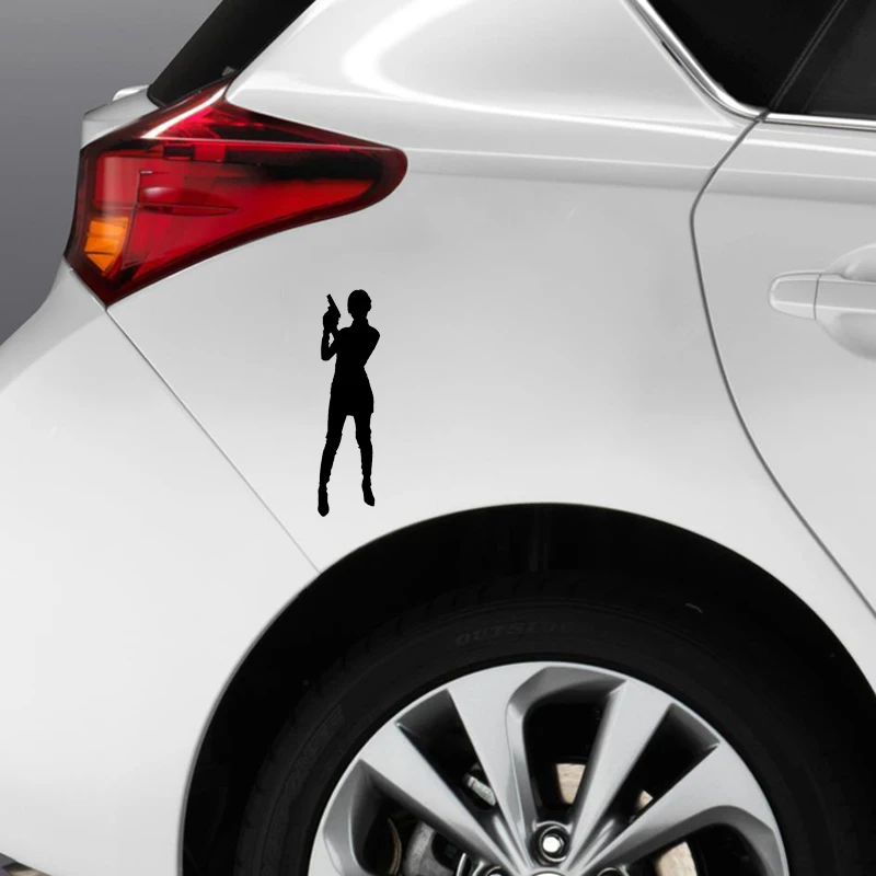 YJZT 4.4*15.9CM Interesting Sexy Girl Woman Gun Graphic Car Sticker Black Window Accessories Vinyl C12-0358 | Автомобили и