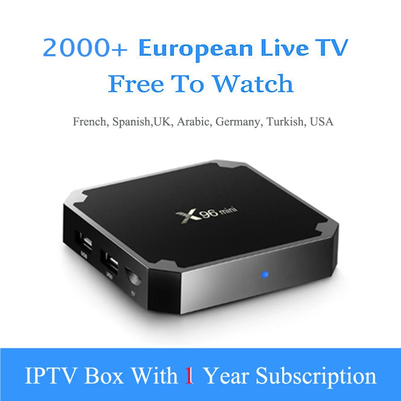 box with 1 year iptv Европа IP ТВ подписки французский IPTV 2000 Французский Испанский великобританские арабские индийский HD каналы Android поле футбол Матч 1 год - Цвет: box with 1 year iptv