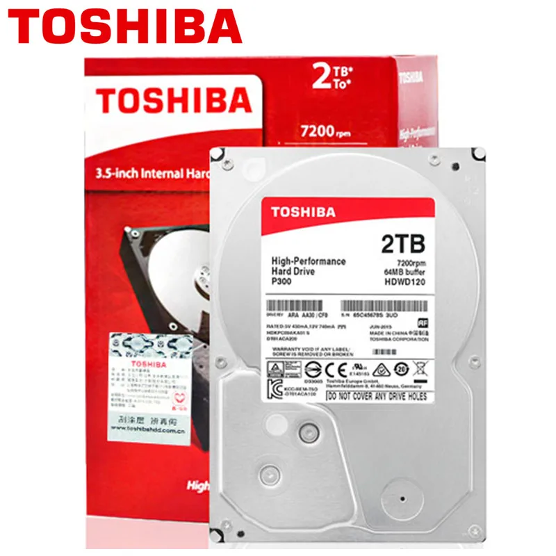 

TOSHIBA 2TB Internal HDD 2000GB Desktop PC Computer NVR CCTV Hard Drive Disk 3.5" SATA3.0 7200RPM 64M Cache HD