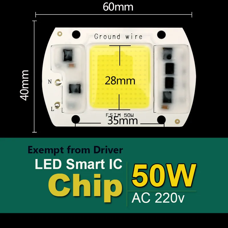 50W COB Светодиодный лампа 100 Вт 50 Вт 30 Вт, 20 Вт, 220V Вход светодиодный чип смарт-ic Fit без драйвер светодиодный светильник для Светодиодный прожектор, точечный светильник - Испускаемый цвет: 50W