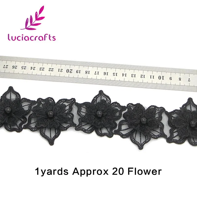 Lucia crafts 1y черная Цветочная вышивка из кружевной ткани Отделка ленты аппликация швейное платье DIY Одежда ручной работы материалы N0703 - Цвет: Style 1  Approx60mm