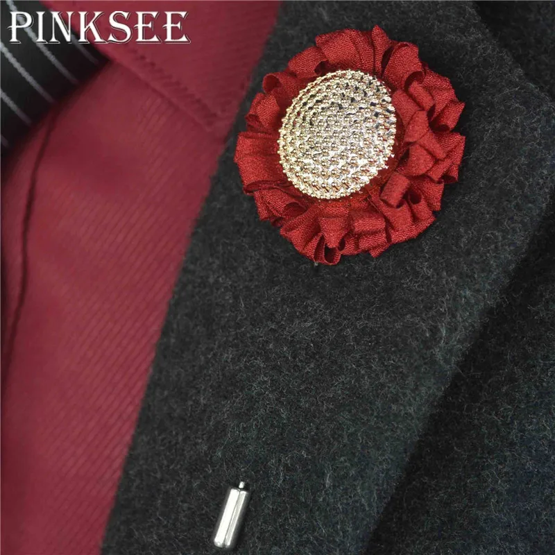 PINKSEE ручная работа цветок Мужская одежда рубашка ткань корсаж брошь Подсолнух
