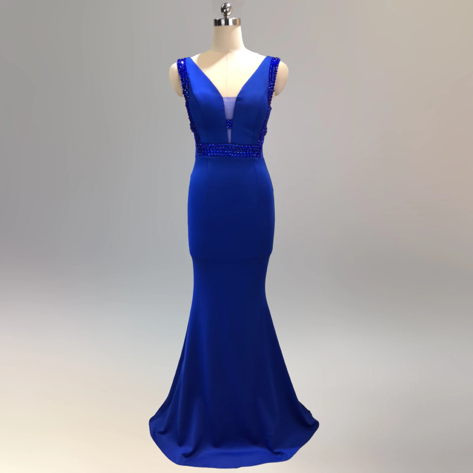 ArtSu модный 3D Хрустальный халат, украшенный бисером De Soiree синие длинные вечерние платья Русалка женское сексуальное платье с v-образным вырезом длиной до пола для выпускного вечера Vestidos
