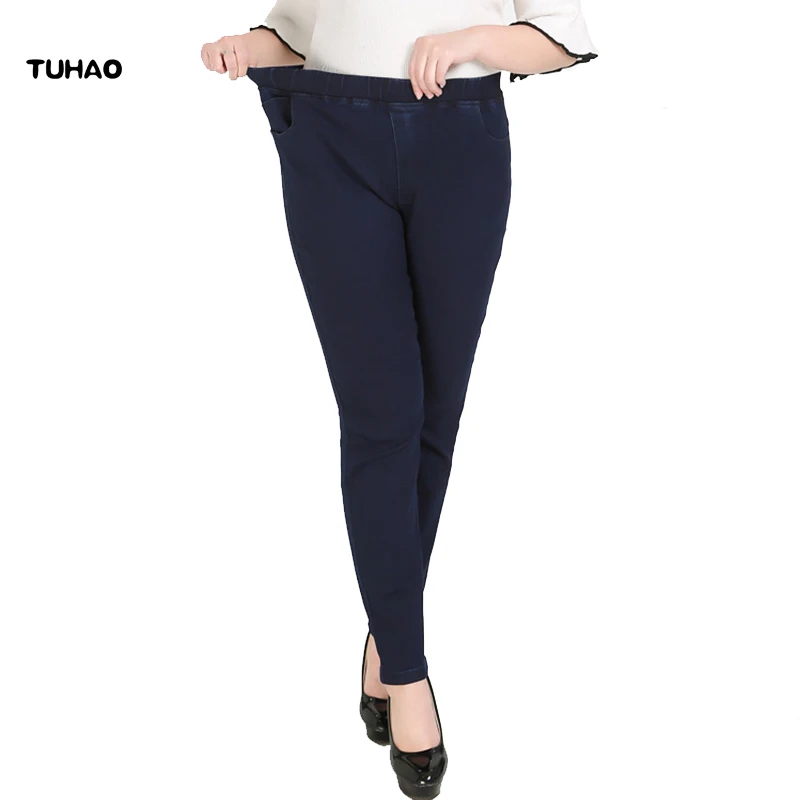 

TUHAO Large Size Jeans for Women Office Lady Large Size 9XL 8XL 7XL 6XL Women's High Elastic Casual Pants for Women YHFS