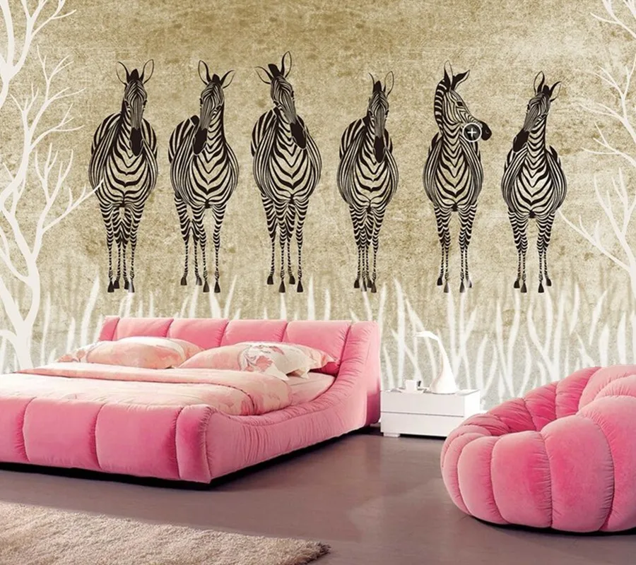 Пользовательские papel де parede Ретро Личность Зебра росписи Ресторан Кофейня