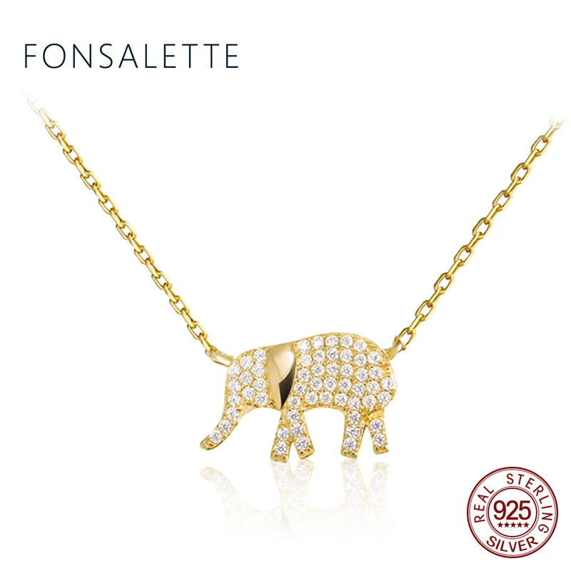 

Fonsalette Счастливый слон кулон ожерелье 925 Стерлинговое Серебро милые животные ювелирные изделия для женщин Рождественский подарок zk40