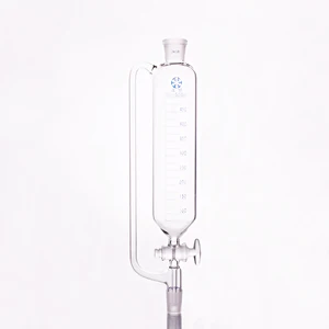 Отдельная Воронка цилиндрической формы с постоянным давлением, стандартная заземляющая горловина, объем 500 мл, соединение 2429 + 2429, стеклянный переключатель клапана