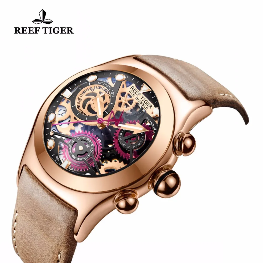 Спортивные мужские часы Reef Tiger/RT водонепроницаемые светящиеся кварцевые с