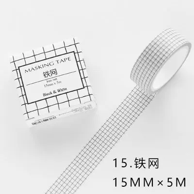 Iron net 15mmX5m JIANWU 1 шт. 15 мм X 5 м черно-белая серия основа васи лента украшение для ноутбука скрапбук DIY офисные изделия и канцелярские принадлежности - Цвет: Iron net 15mmX5m