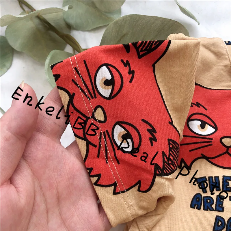 EnkeliBB/футболка для маленьких мальчиков; топы для маленьких девочек; летняя футболка с вишневым узором; Детские Модные топы; футболка