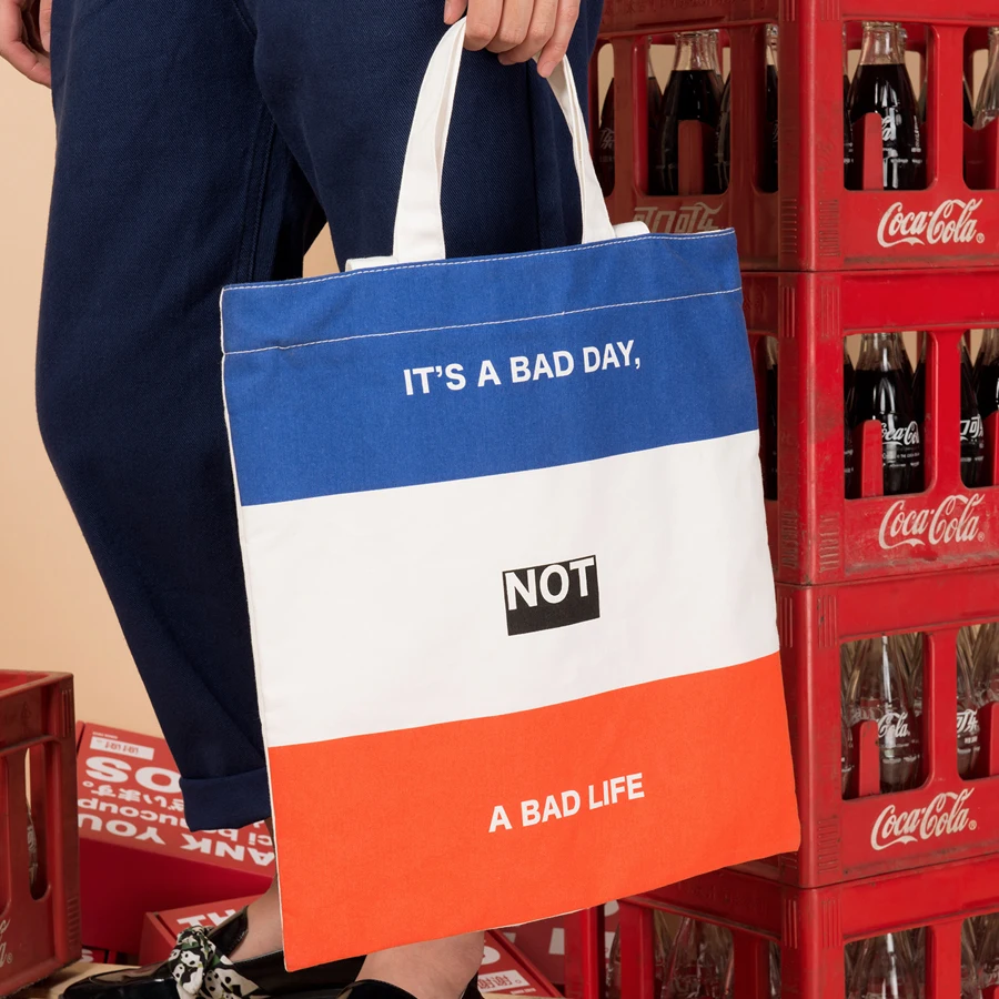 2018 KIITOS Повседневная жизнь холст напечатаны плеча сумки в лозунг серии (весело