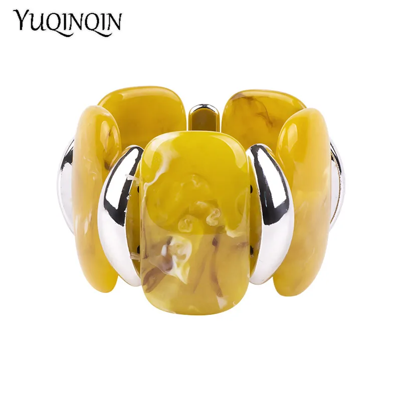 Женский Браслет-манжета эластичный из акрилового серебра и металла | Украшения