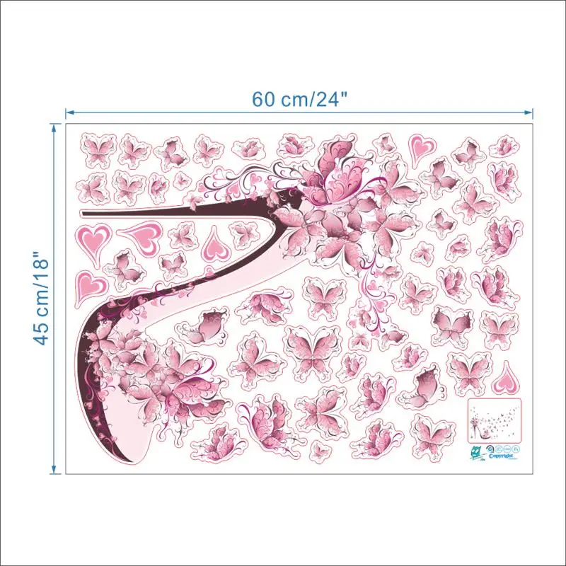 Настенные наклейки с цветами розовыми бабочками и деревьями виниловые обои для