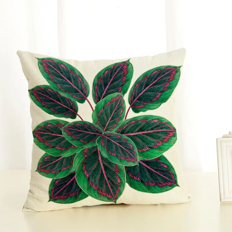 Наволочки с зеленым растением для украшения дома 45x45 декоративная бежевая