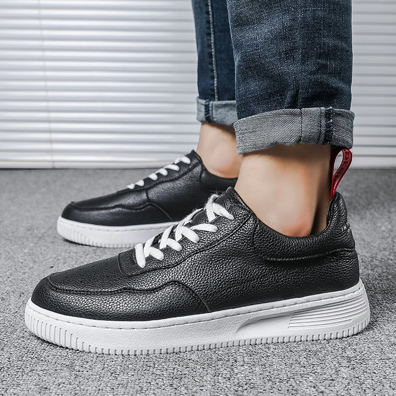 Hot Sale Casual Sneakers Men Skateboarding Shoes Black&ampWhite Lace-Up Breathable Hard-Wearing Flat Fashion Trainers Mocasines | Обувь
