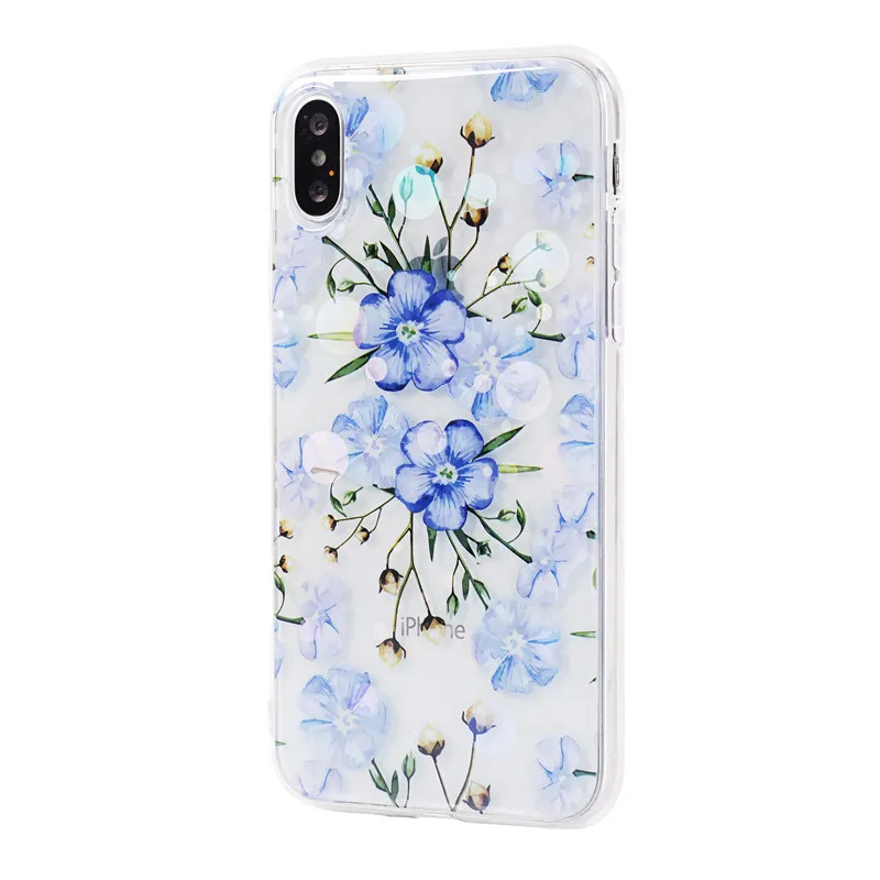 Retro Floral clear phone case for iPhone XS Max glitter transparent on 5s 6s Plus 8 6 7 XR |