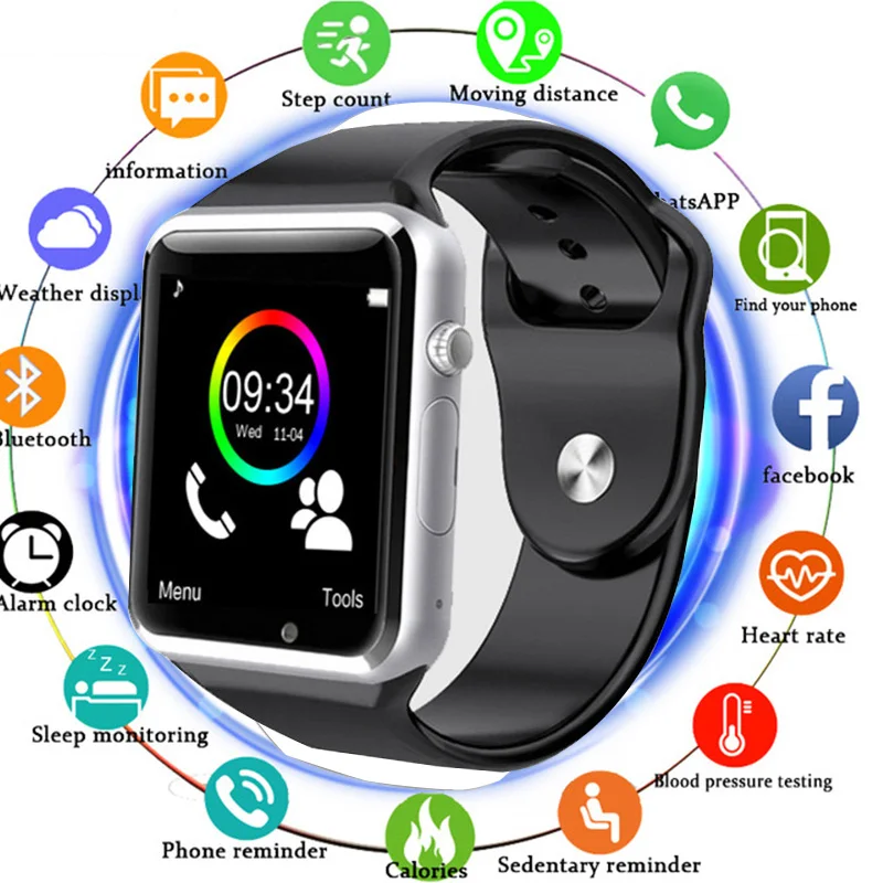 A1 наручные часы Bluetooth Смарт фитнес Шагомер носить SIM Камера Smartwatch для Android телефон