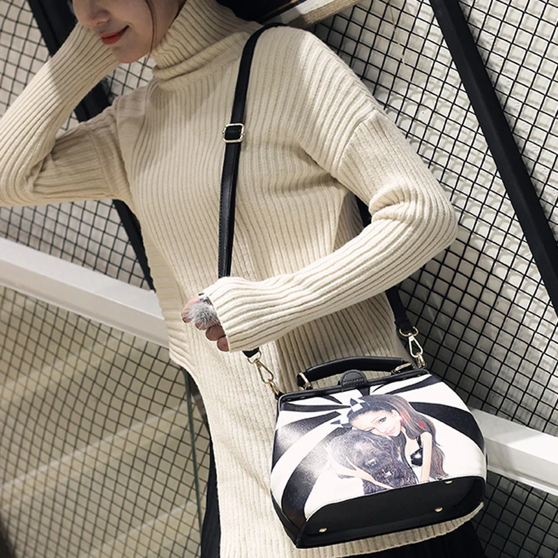 2018 Винтаж мультфильм печати Crossbody сумки для женщин доктор Tote женская маленькая