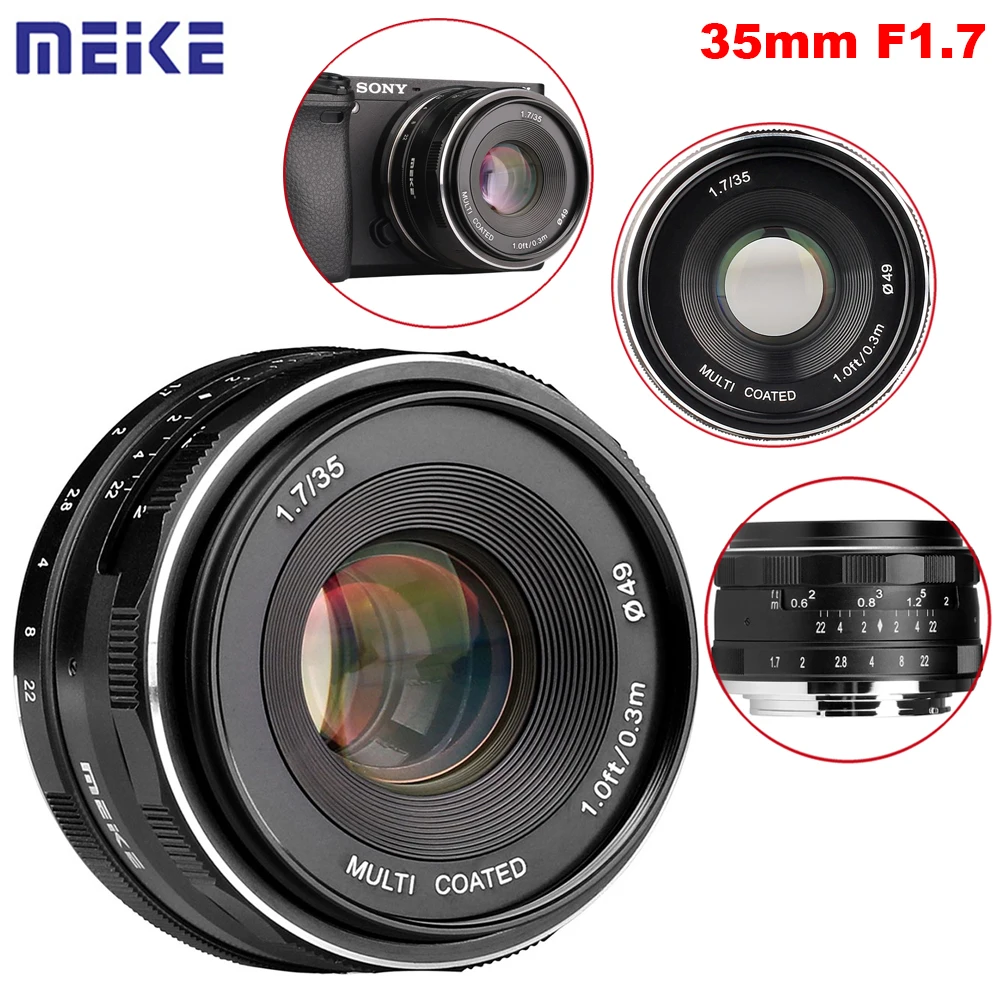 

Meike MK 35mm F1.7 Manual Focus Lens Large Aperture Camera Lens for Sony Fujifilm Nikon1 V1/V2/V3/S1/S2/J1/J2/J3/J4/J5 Camera