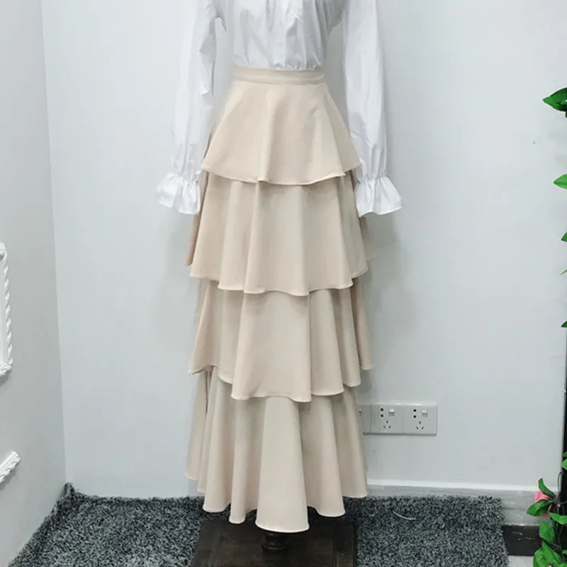 Мусульманская юбка с оборками Faldas Mujer Moda летняя Турецкая длинная макси высокой