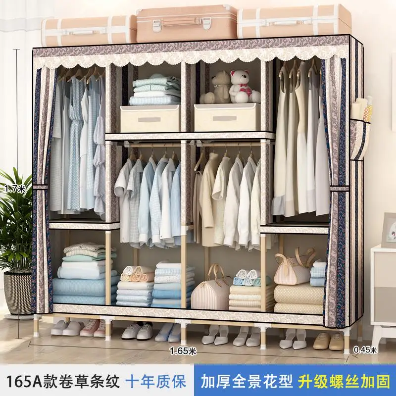 style2 Шкаф из цельного дерева в сборе, ткань Оксфорд, простой современный экономичный домашний шкаф для хранения - Цвет: style2