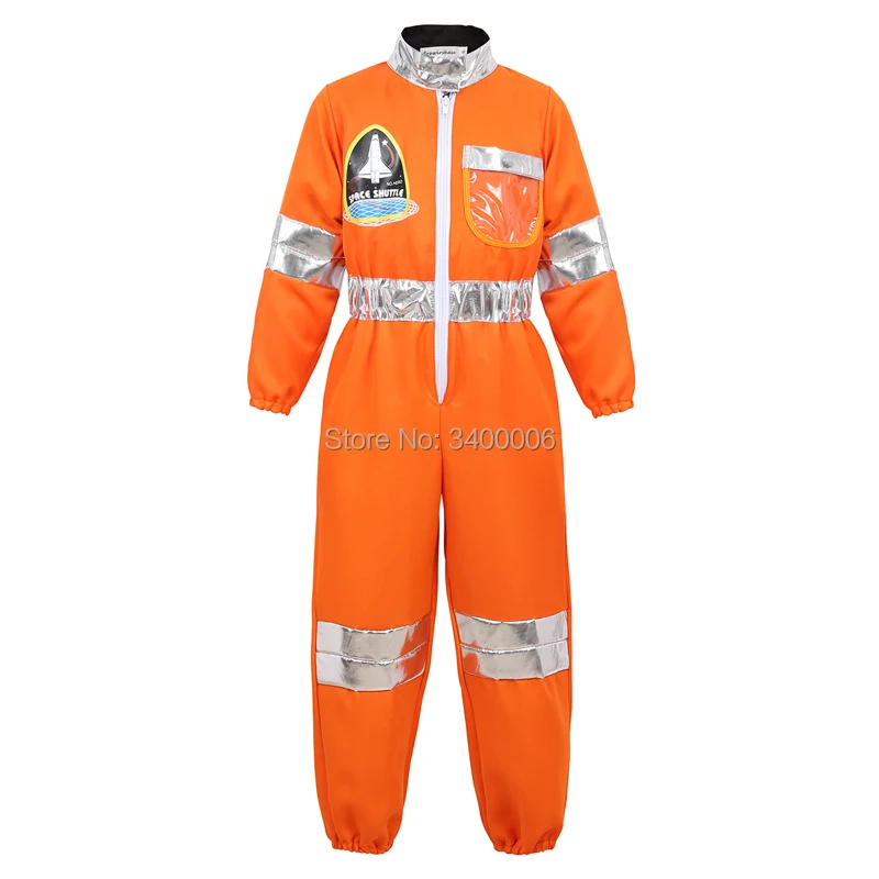 6375A-Orange Костюм космонавта для детей; костюм для ролевых игр для мальчиков и девочек-подростков; детский спортивный костюм с космонавтом; костюм с капюшоном для костюмированной вечеринки; шлем - Цвет: 6375A-Orange