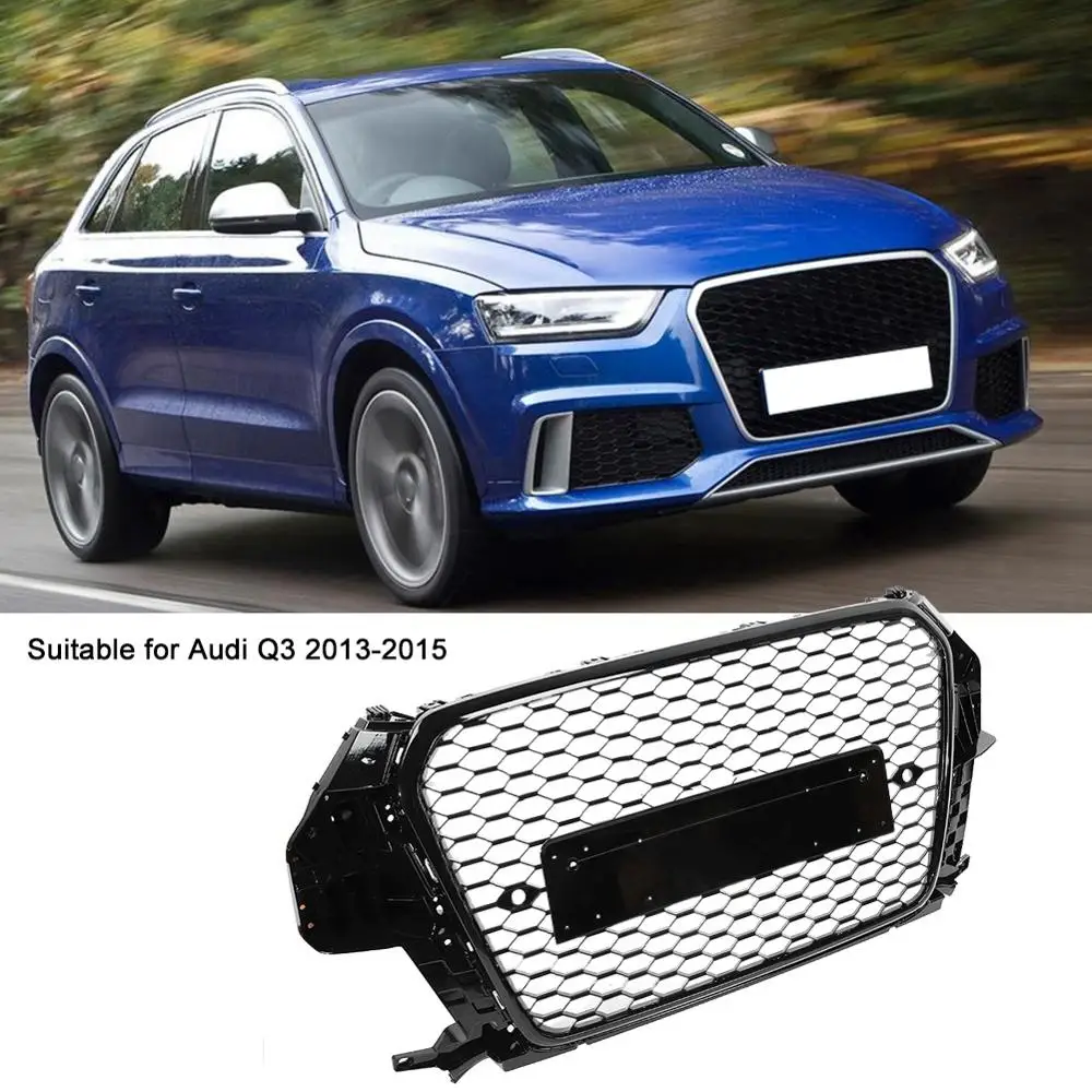 Передний бампер средняя решетка для Audi Q3 2013 для RSQ3 стиль черный серебристый передний капот решетка ABS автомобильные аксессуары
