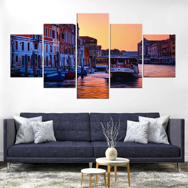 Картины на холсте домашнее украшение 5 панелей Венецианский канал постер с