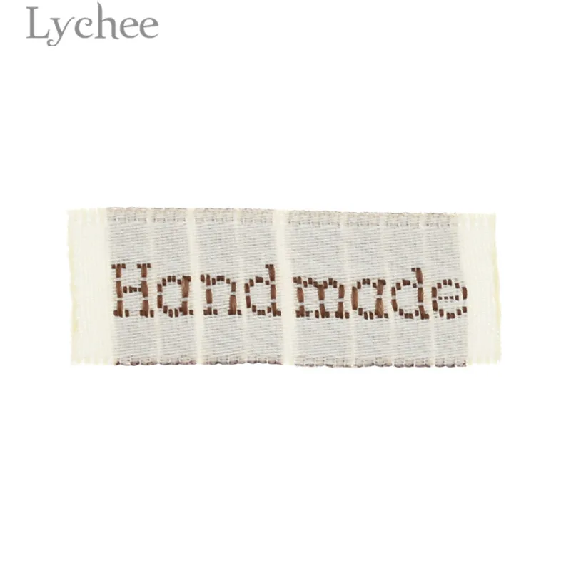 Lychee Life 50 шт. белые тканые этикетки ручной работы вышивка букв моющиеся бирки