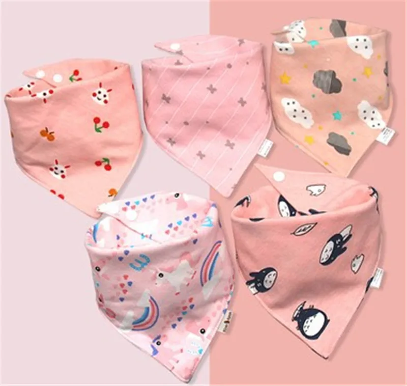 09Colorful 5 шт./партия, Слюнявчик с рисунком из мультфильма, полотенце для маленьких мальчиков и девочек, передник для кормления, нагрудники для малышей, треугольные двойные хлопковые нагрудники, хлопковые нагрудники, бандана - Цвет: 09Colorful