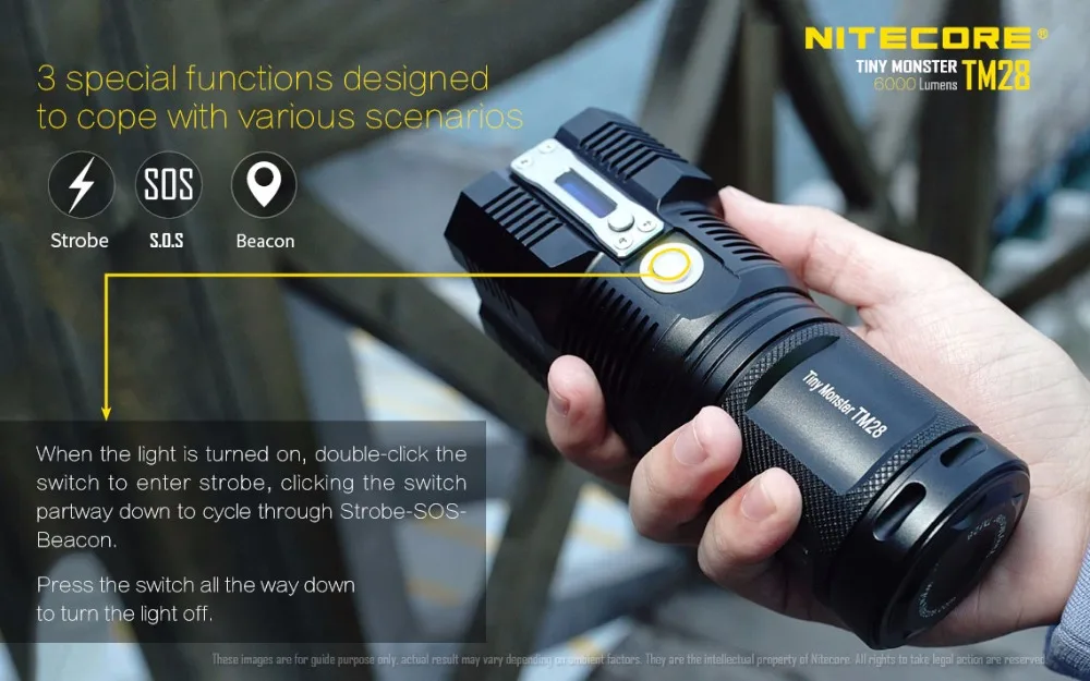 NITECORE TM28 перезаряжаемый Fashlight 4* CREE XHP35 HI Светодиодный Прожектор Макс 6000 люмен 8 режимов работы луч бросок 655 метр фонарь