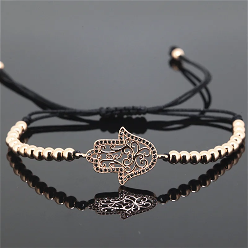 new anil arjandas men bracelet micro pave cz hamsa spacer braiding macrame bacelet fashion for | Украшения и аксессуары